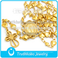 New Arrival Handmade Fashion High Quality Rosary Beads Style Cross Chain Fine Jewelry Necklaces in 316 Stainless Steel